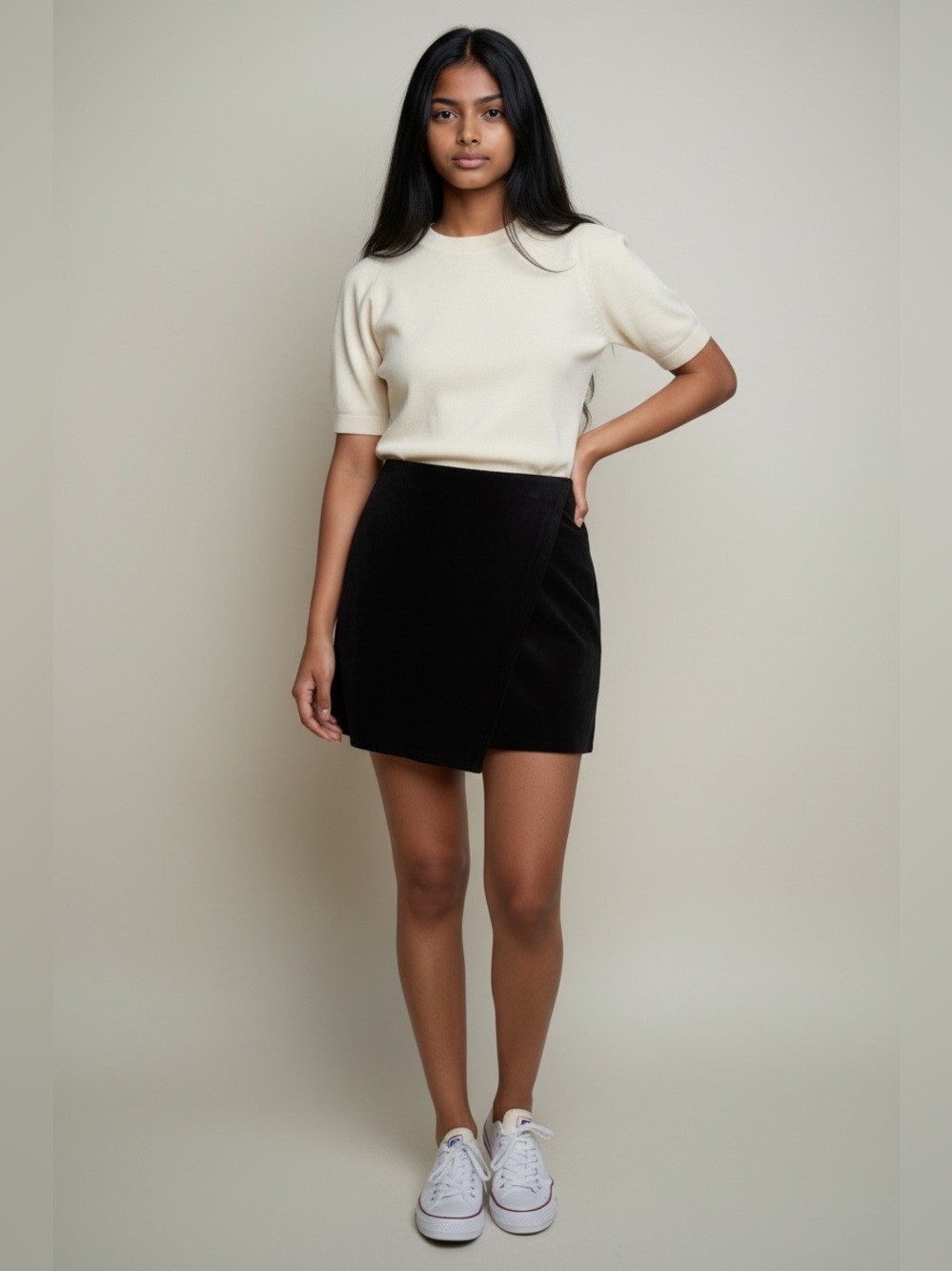 American Eagle Outfitters Black Wrap-Front Skort